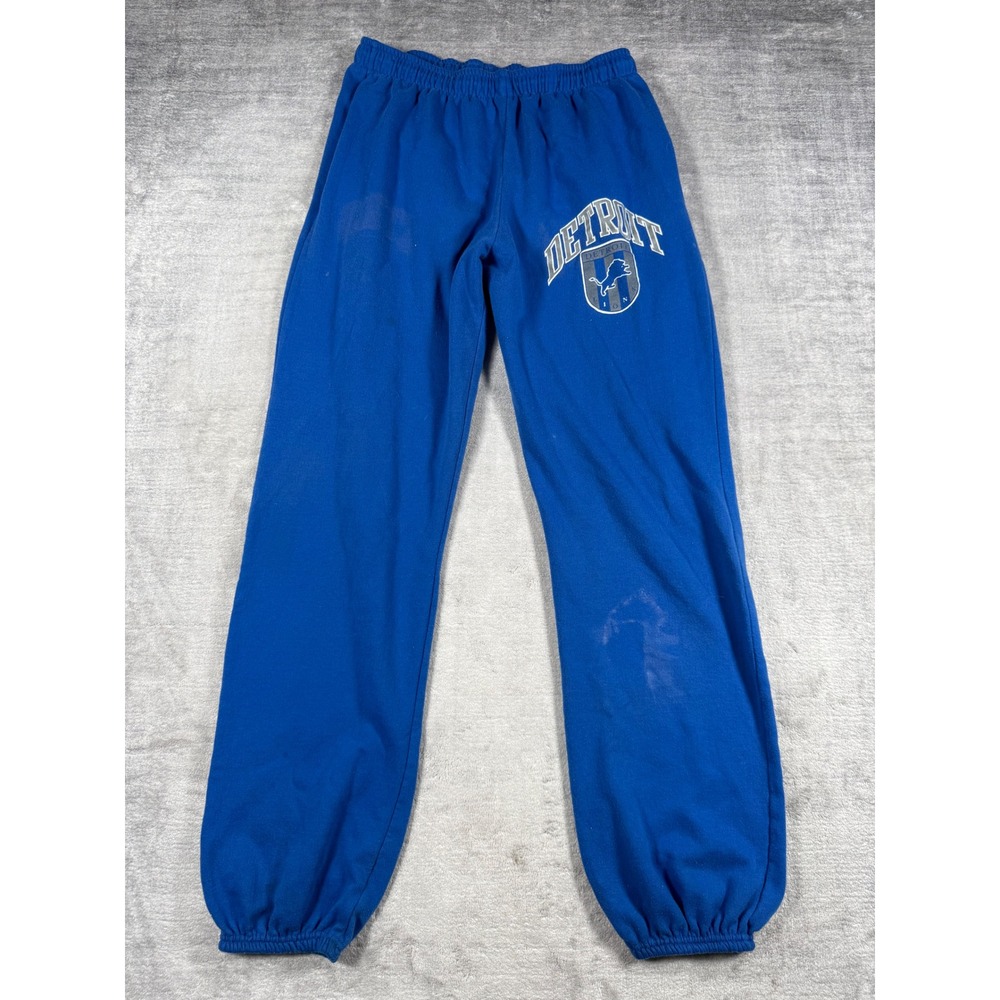 Detroit Lions Sweatpants Mens Large Blue Vintage 90s Comfort NFL Fan Joggers